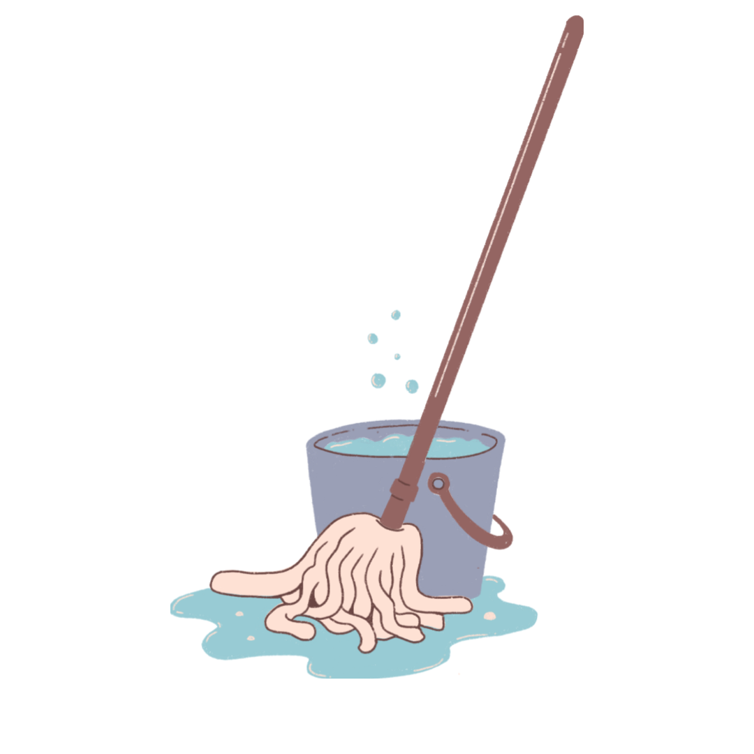 mop and bucket of water