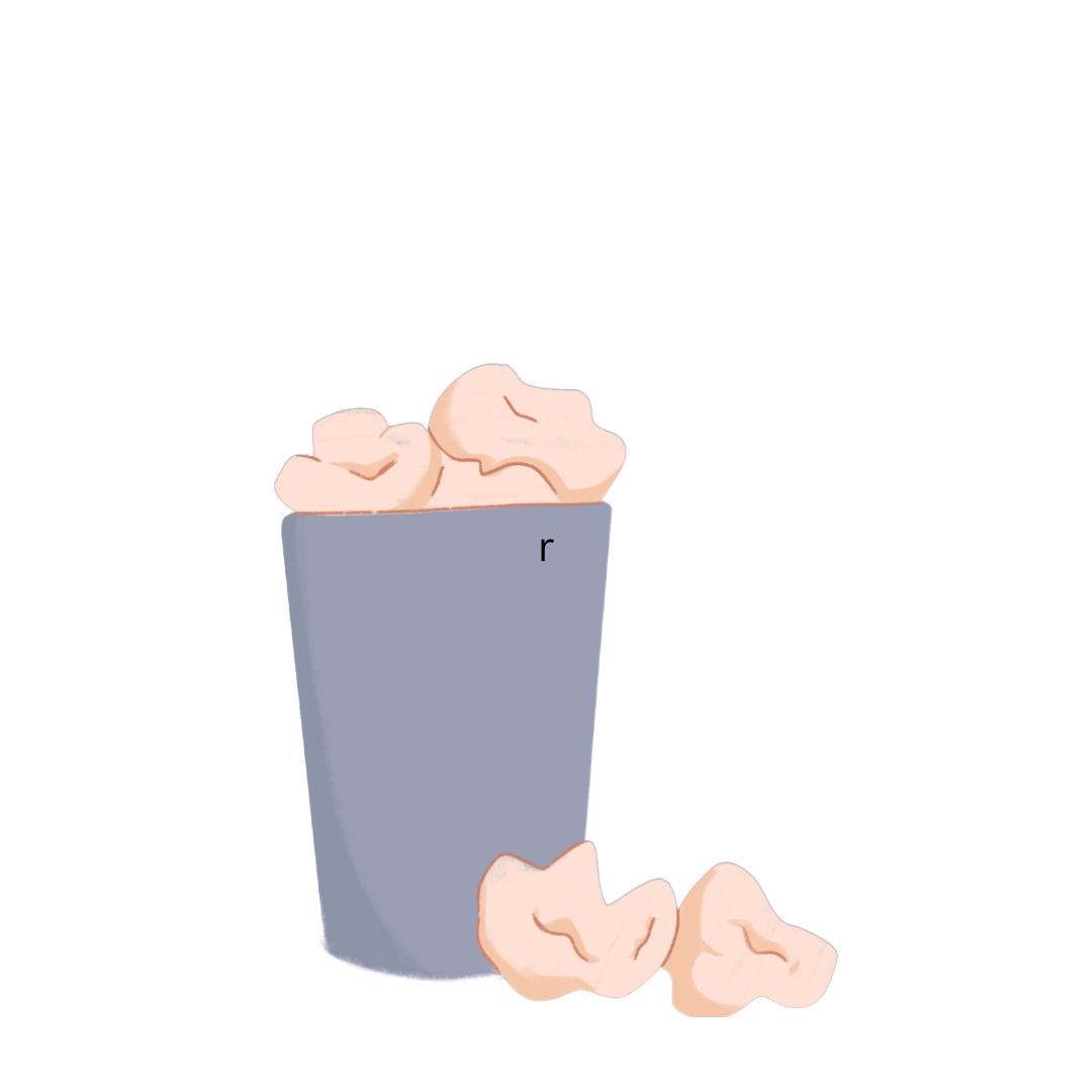 trash can with crumpled paper