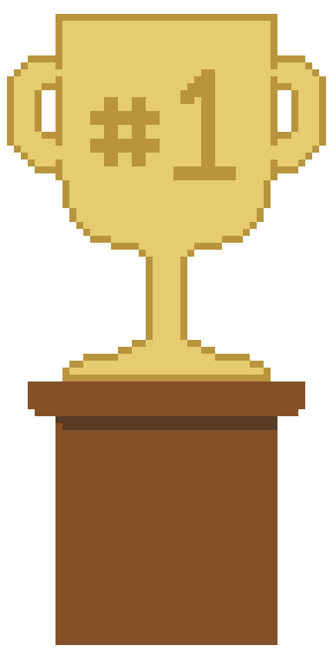 Gamer celebrates getting past the finish line and receives a first-place trophy