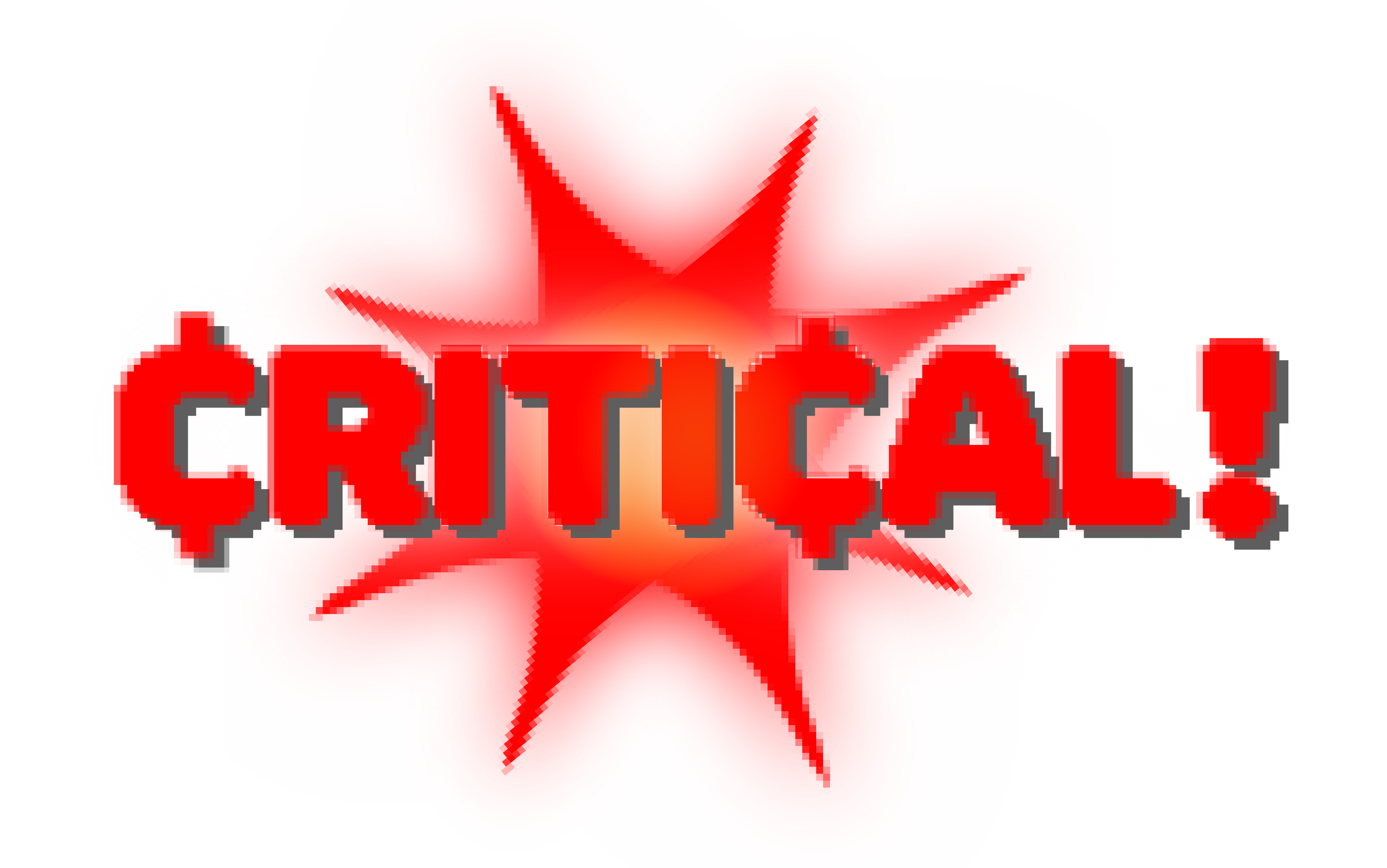 The word critical in an 80s style video game aesthetic