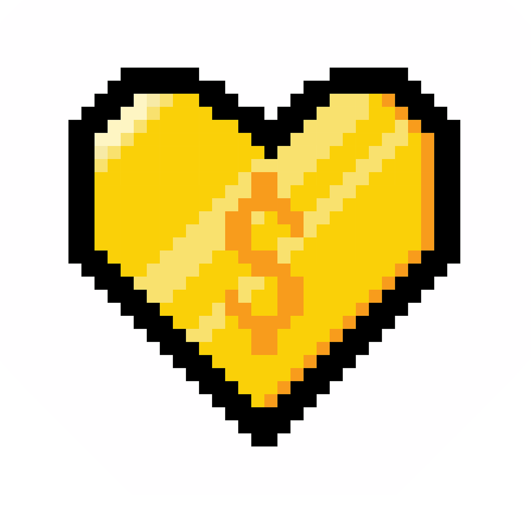 A pixelated heart icon