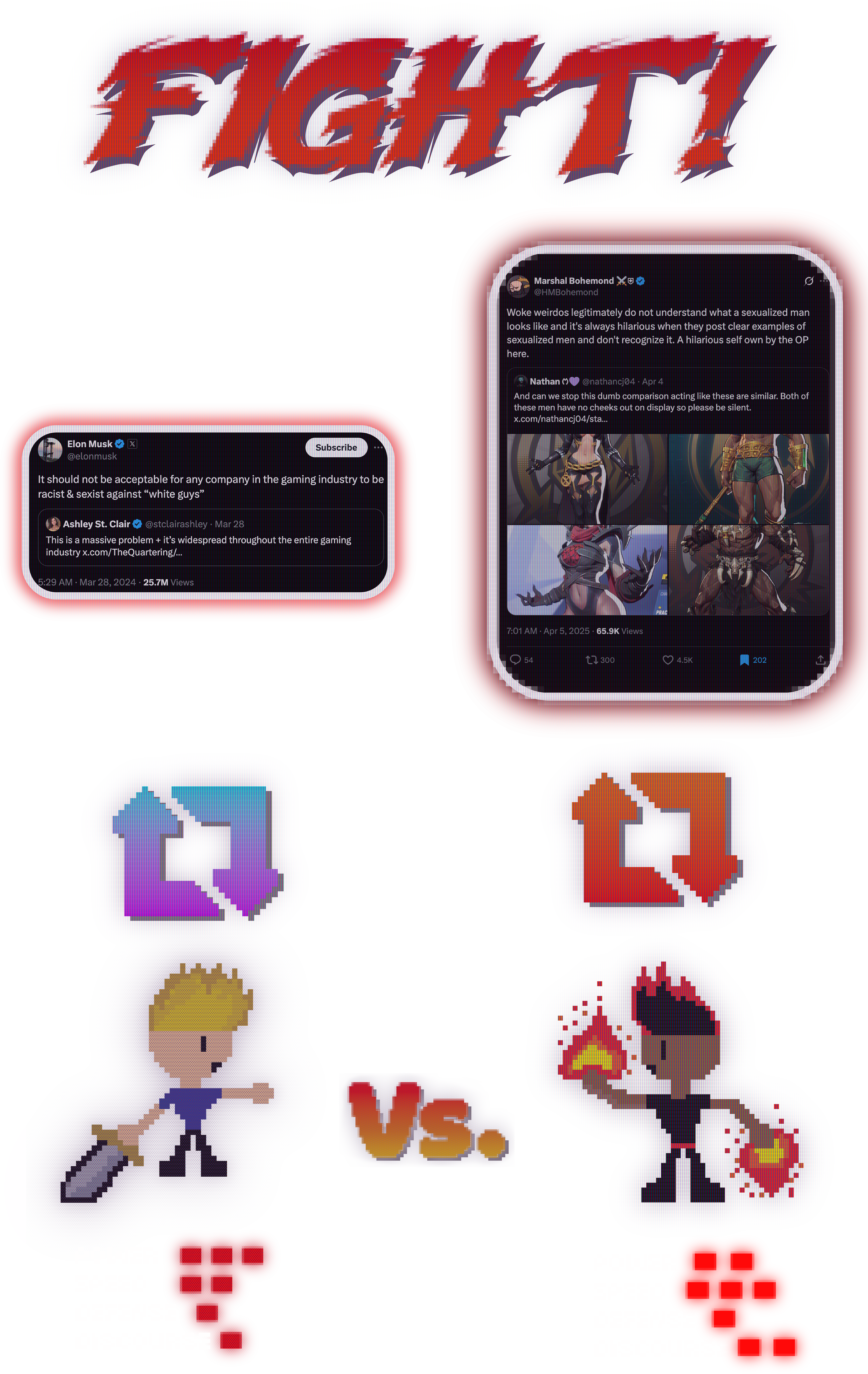 Players comparing fighting